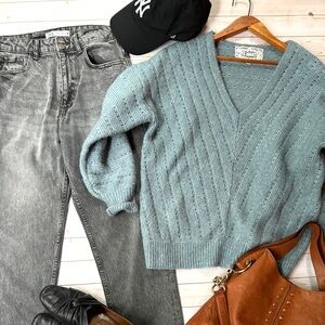 Pink Martini vneck loose fit sweater